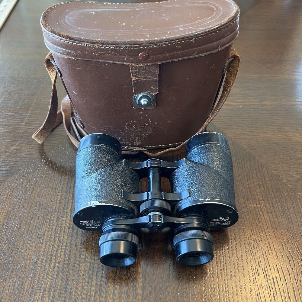 Vintage SEE FAR Bright Vue 7x35 Binoculars Treated Optics w/ Carrying Case 1960